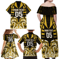 Custom Aotearoa Taranaki Family Matching Off Shoulder Maxi Dress and Hawaiian Shirt Maori Pattern New Zealand - Polynesian Pride