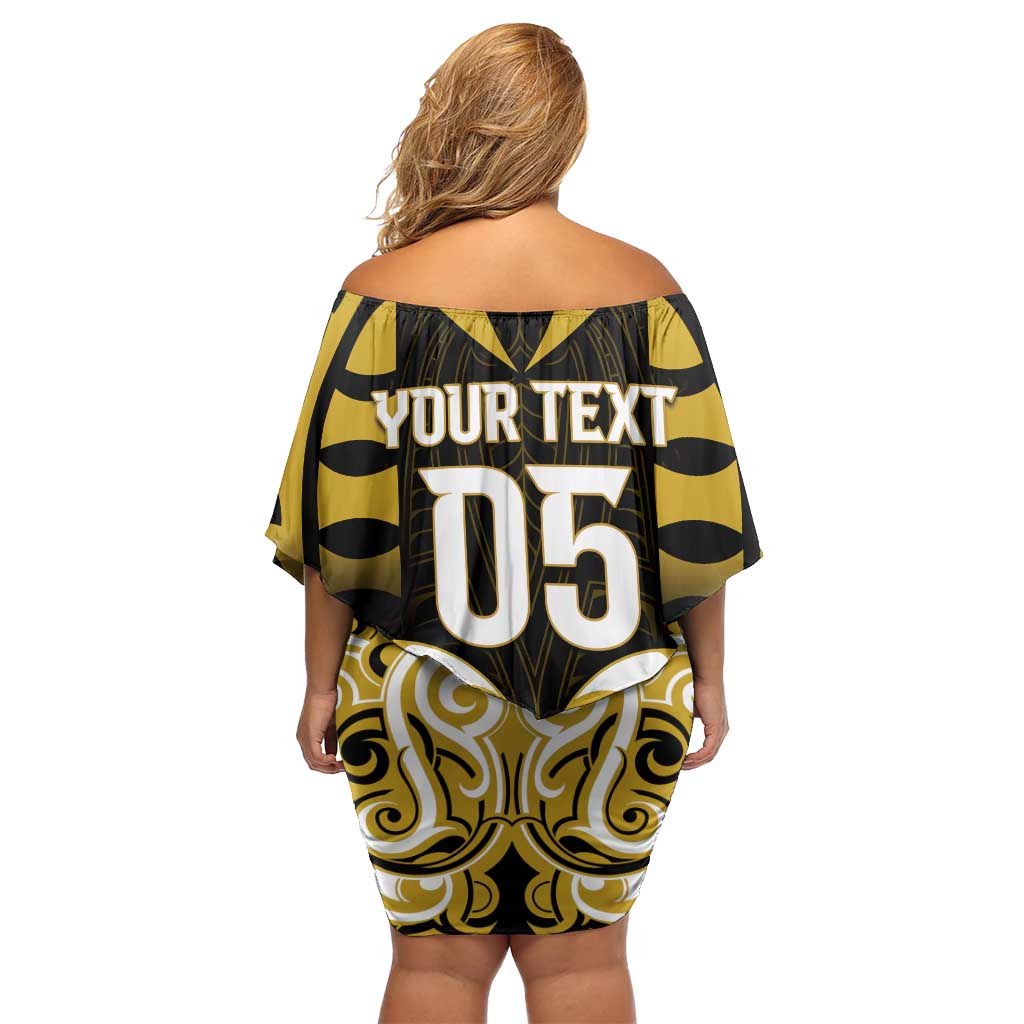 Custom Aotearoa Taranaki Family Matching Off Shoulder Short Dress and Hawaiian Shirt Maori Pattern New Zealand - Polynesian Pride