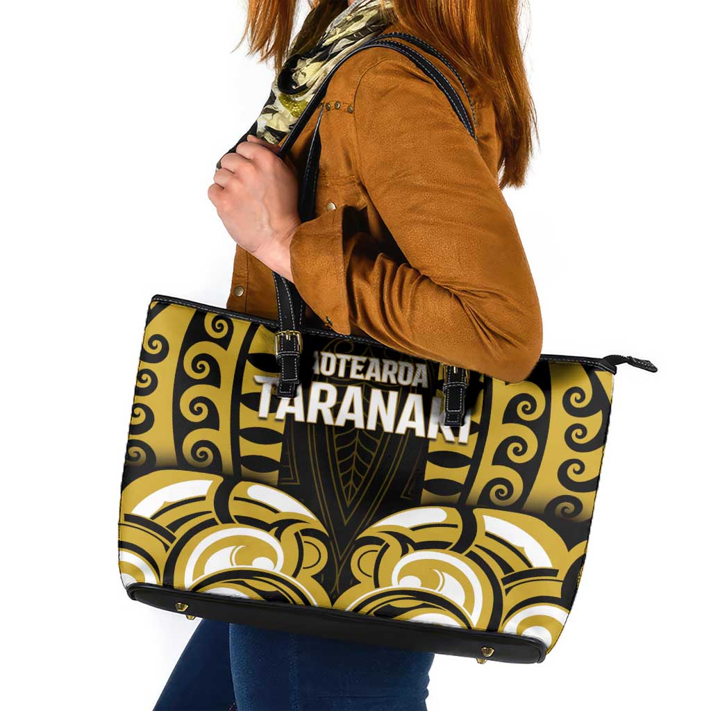 Aotearoa Taranaki Leather Tote Bag Maori Pattern New Zealand DT05 Yellow - Polynesian Pride