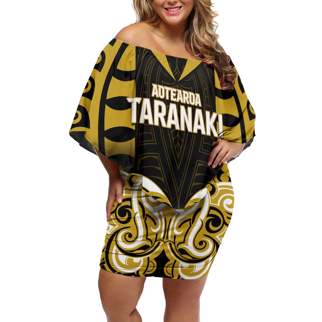Custom Aotearoa Taranaki Off Shoulder Short Dress Maori Pattern New Zealand - Polynesian Pride