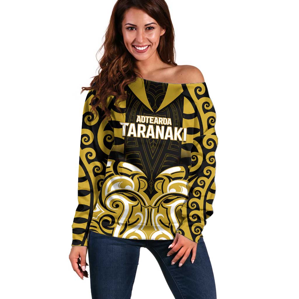 Custom Aotearoa Taranaki Off Shoulder Sweater Maori Pattern New Zealand - Polynesian Pride