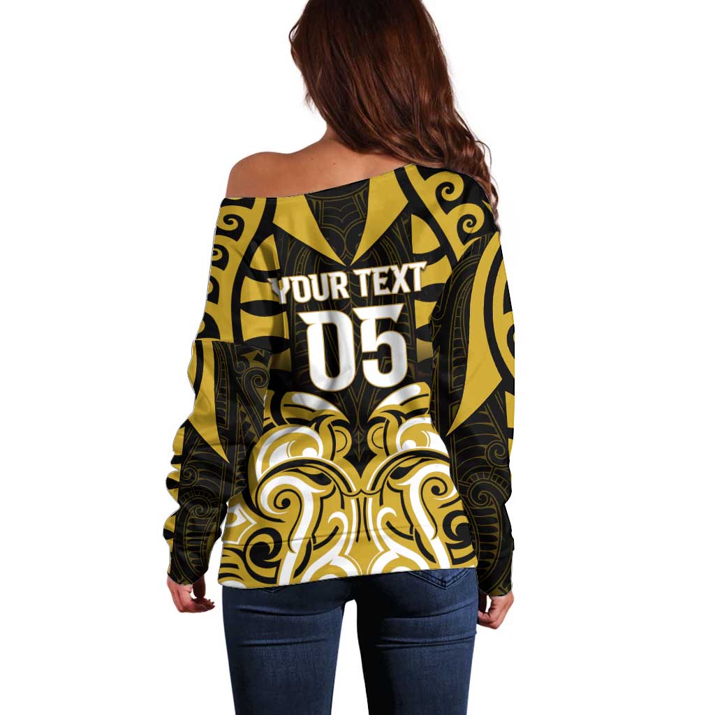 Custom Aotearoa Taranaki Off Shoulder Sweater Maori Pattern New Zealand - Polynesian Pride