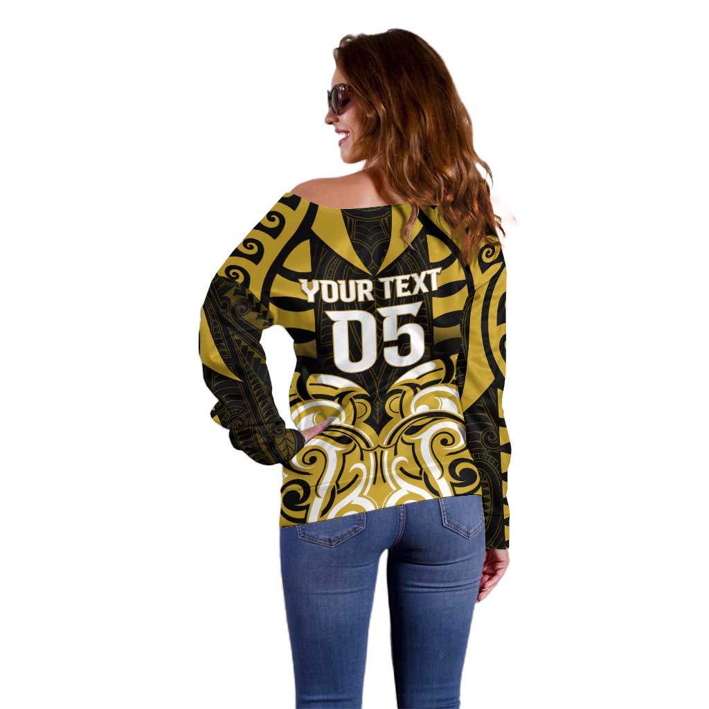Custom Aotearoa Taranaki Off Shoulder Sweater Maori Pattern New Zealand - Polynesian Pride
