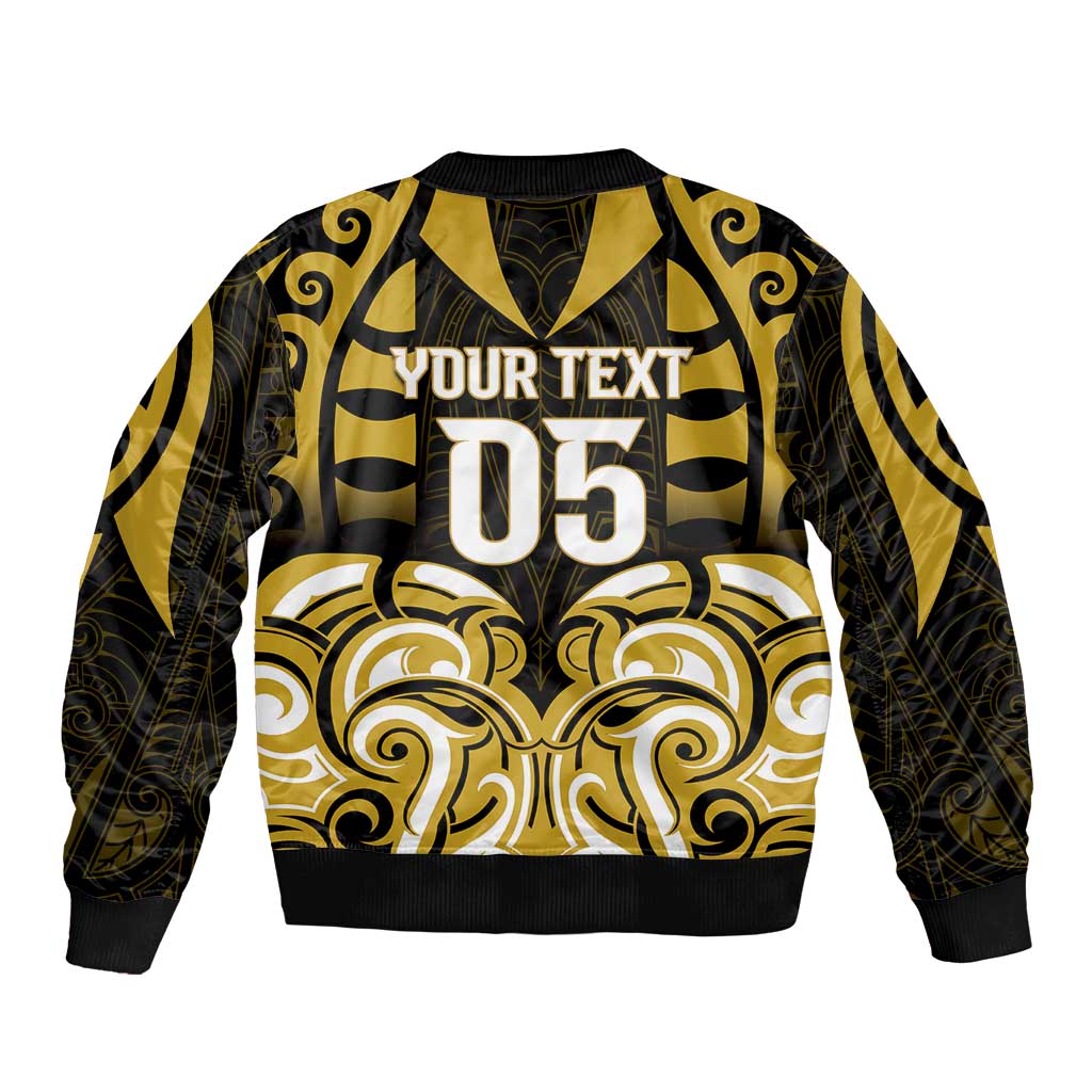 Custom Aotearoa Taranaki Sleeve Zip Bomber Jacket Maori Pattern New Zealand - Polynesian Pride