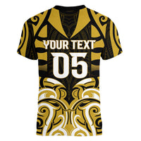 Custom Aotearoa Taranaki Women V-Neck T-Shirt Maori Pattern New Zealand - Polynesian Pride