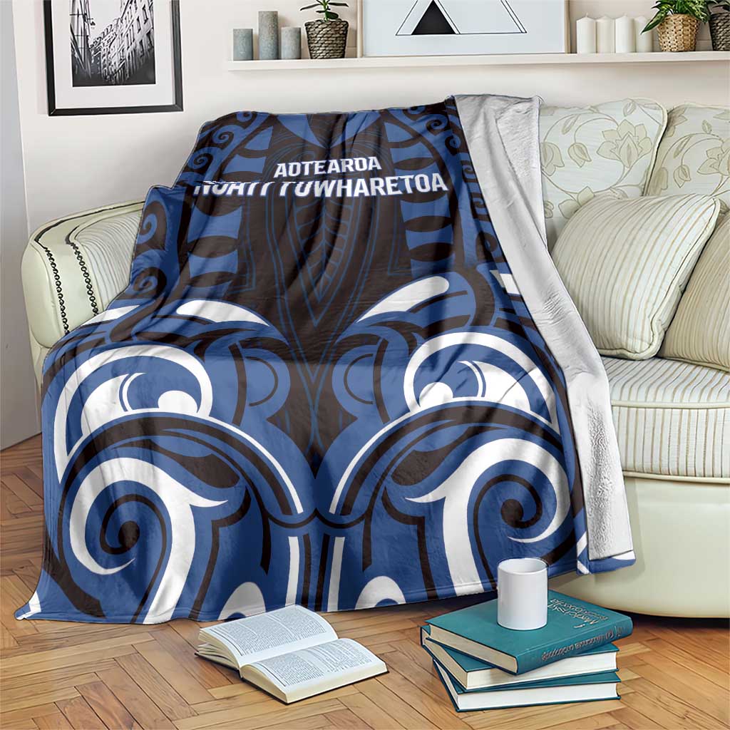 Aotearoa Ngati Tuwharetoa Blanket Maori Pattern New Zealand DT05 Navy - Polynesian Pride