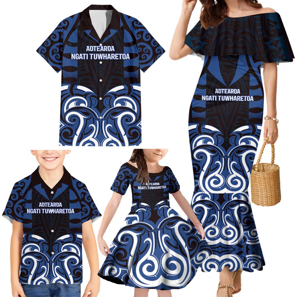 Custom Aotearoa Ngati Tuwharetoa Family Matching Mermaid Dress and Hawaiian Shirt Maori Pattern New Zealand - Polynesian Pride