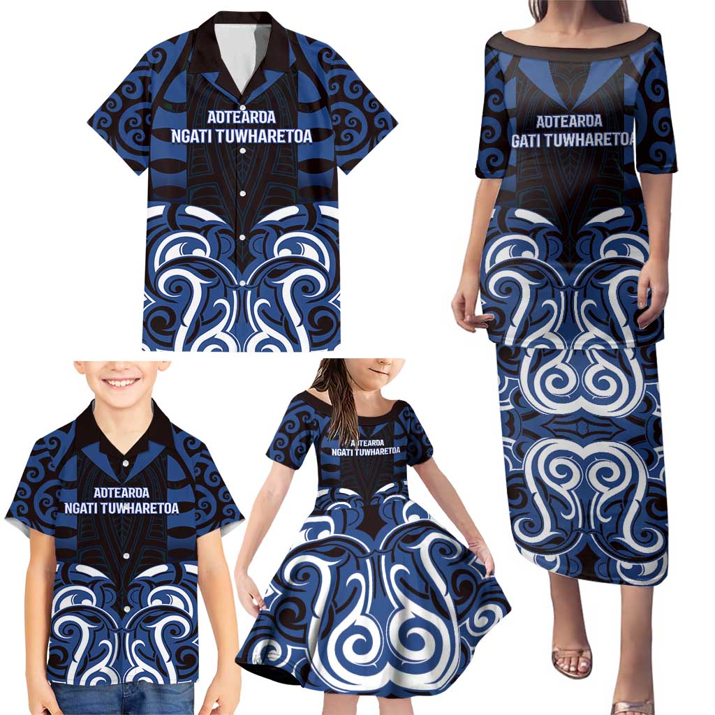 Custom Aotearoa Ngati Tuwharetoa Family Matching Puletasi and Hawaiian Shirt Maori Pattern New Zealand - Polynesian Pride