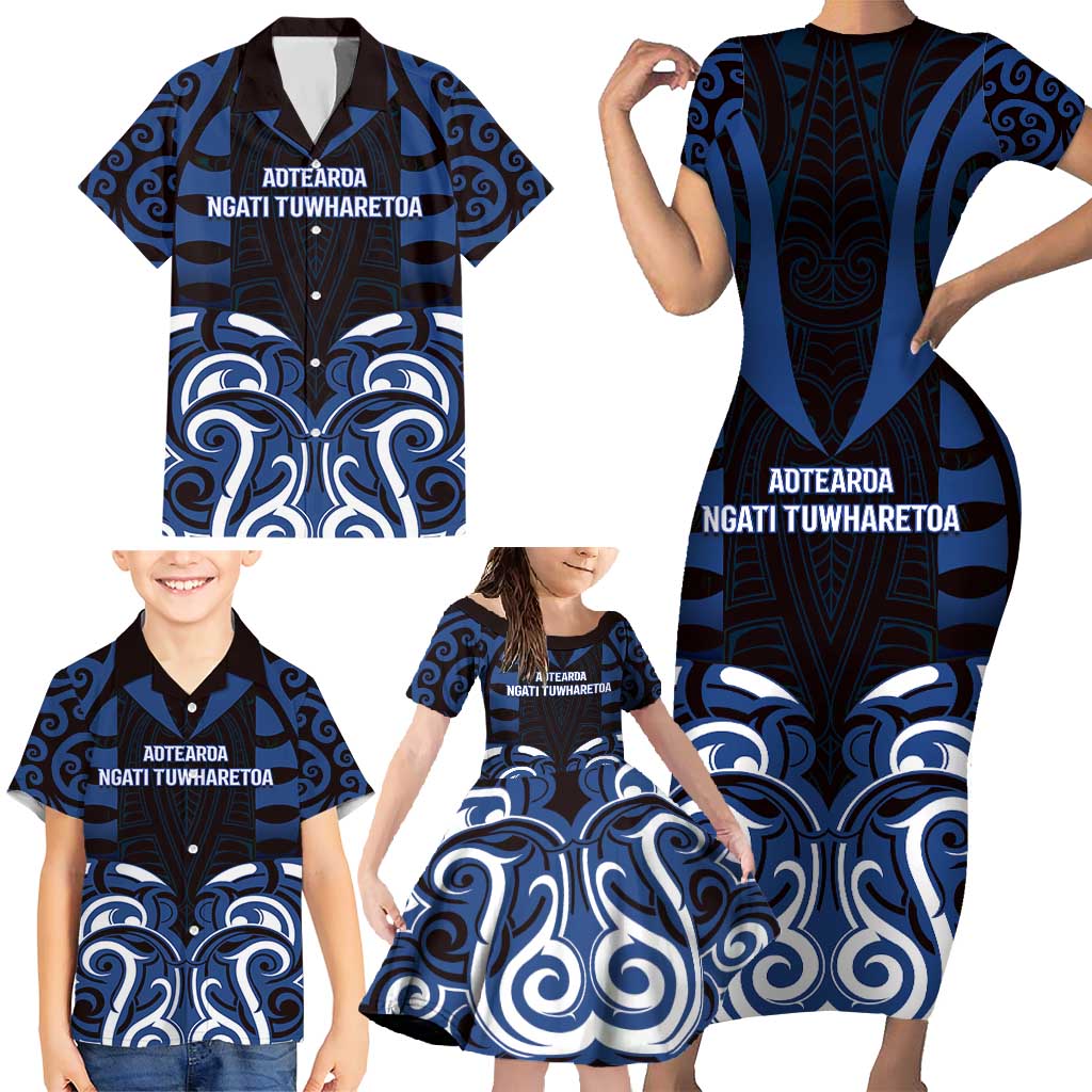 Custom Aotearoa Ngati Tuwharetoa Family Matching Short Sleeve Bodycon Dress and Hawaiian Shirt Maori Pattern New Zealand - Polynesian Pride