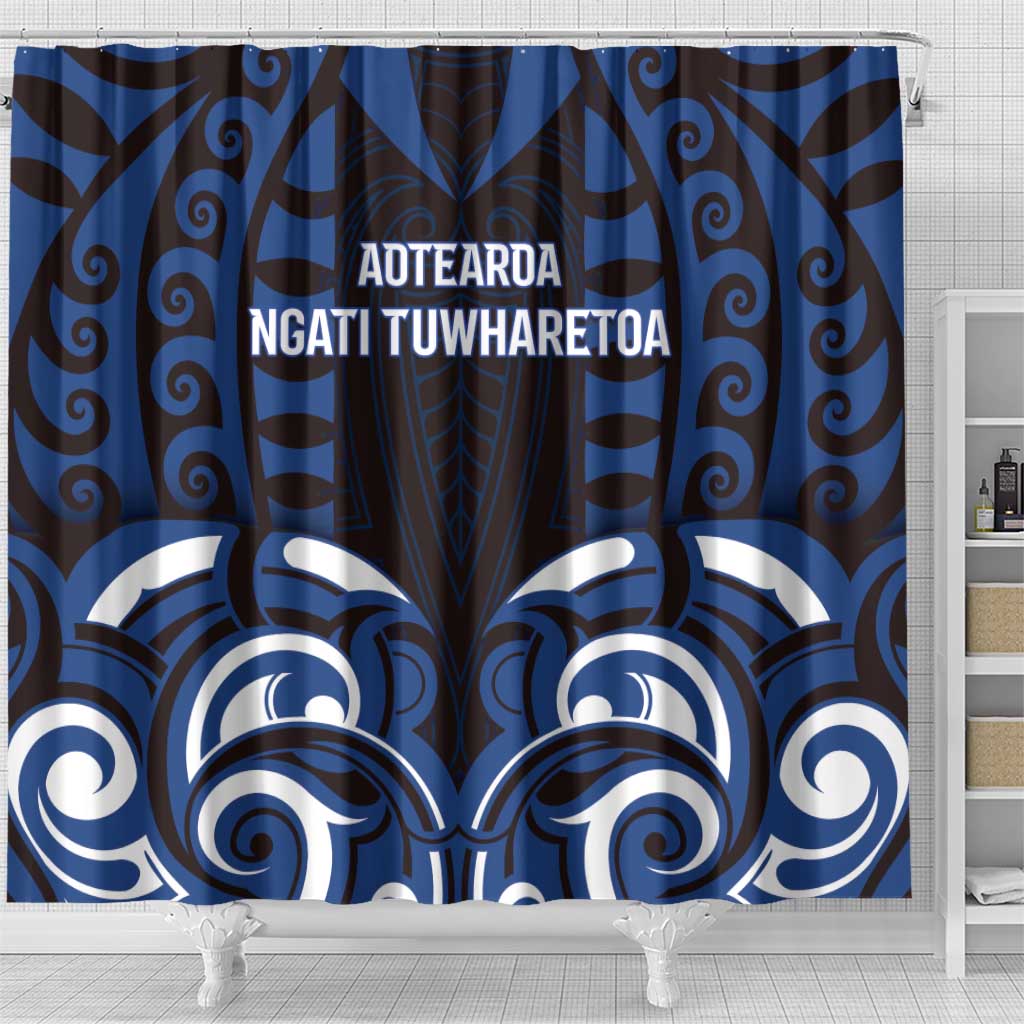 Aotearoa Ngati Tuwharetoa Shower Curtain Maori Pattern New Zealand - Polynesian Pride