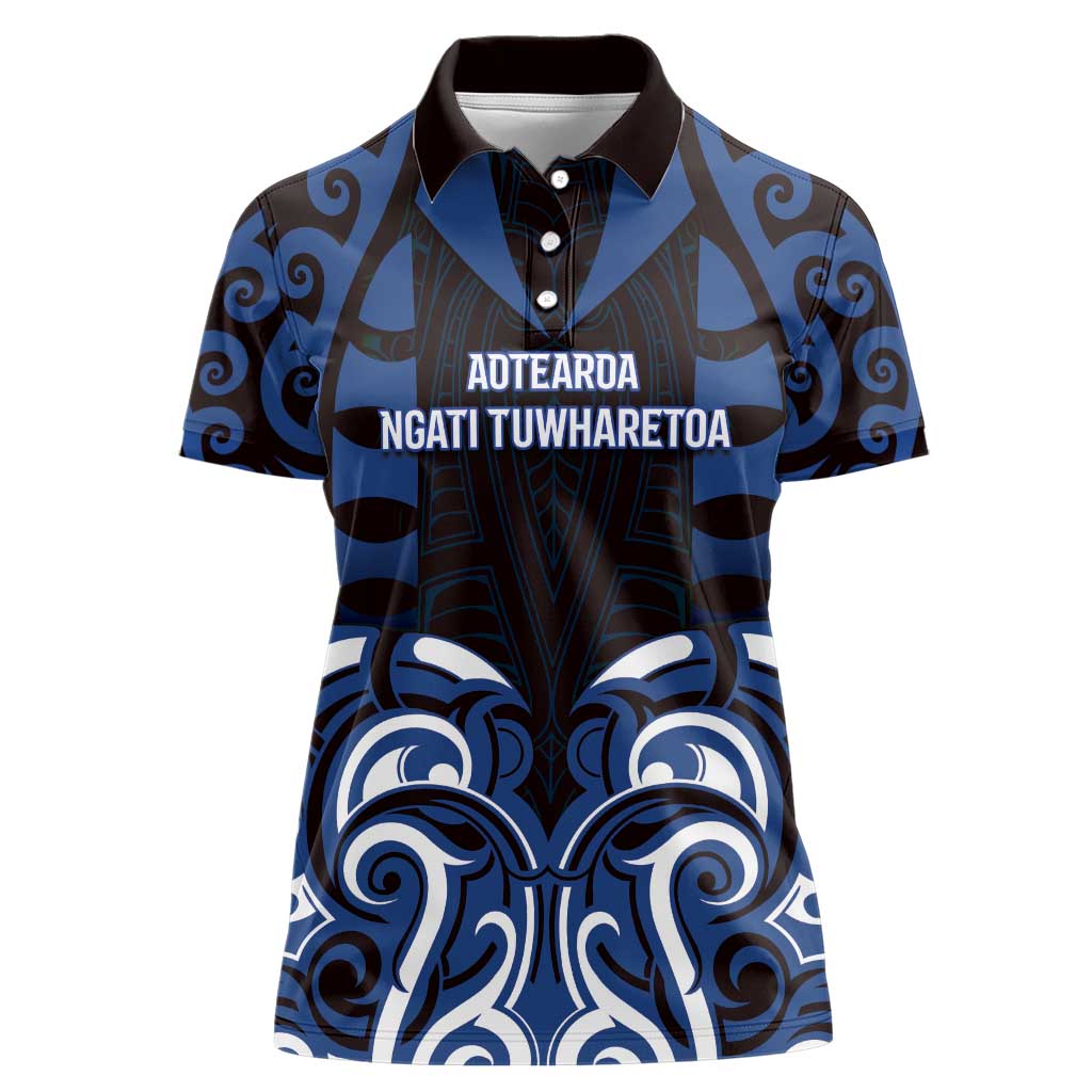 Custom Aotearoa Ngati Tuwharetoa Women Polo Shirt Maori Pattern New Zealand - Polynesian Pride