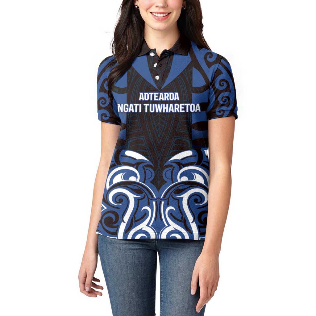 Custom Aotearoa Ngati Tuwharetoa Women Polo Shirt Maori Pattern New Zealand - Polynesian Pride