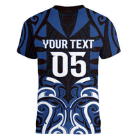 Custom Aotearoa Ngati Tuwharetoa Women V-Neck T-Shirt Maori Pattern New Zealand DT05 - Polynesian Pride