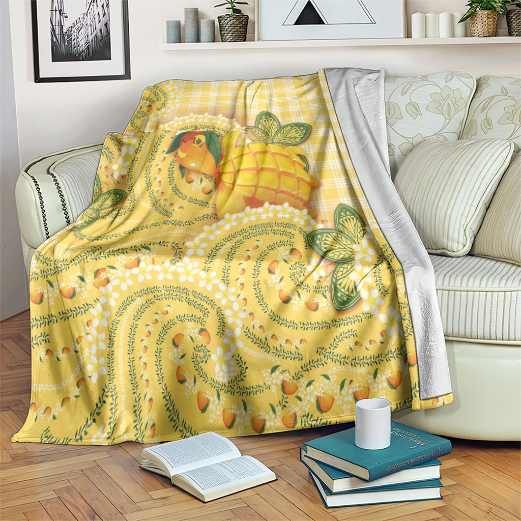 Hawaii Palaka Blanket Cute Ripe Mango Turtle On The Waves