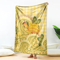 Hawaii Palaka Blanket Cute Ripe Mango Turtle On The Waves