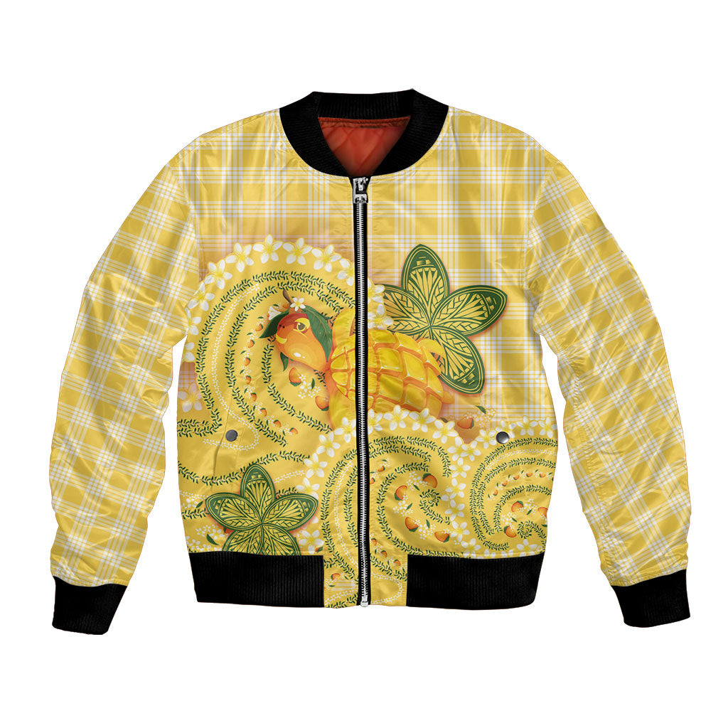 Hawaii Palaka Bomber Jacket Cute Ripe Mango Turtle On The Waves