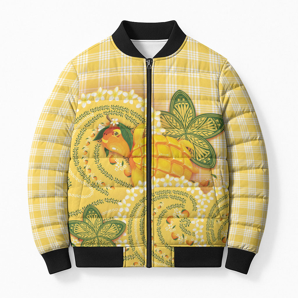 Hawaii Palaka Bomber Puffer Jacket Cute Ripe Mango Turtle On The Waves