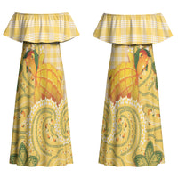 Hawaii Palaka Couples Matching Off Shoulder Maxi Dress and Long Sleeve Button Shirt Cute Ripe Mango Turtle On The Waves