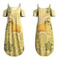 Hawaii Palaka Couples Matching Summer Maxi Dress and Long Sleeve Button Shirt Cute Ripe Mango Turtle On The Waves