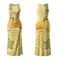 Hawaii Palaka Couples Matching Tank Maxi Dress and Long Sleeve Button Shirt Cute Ripe Mango Turtle On The Waves