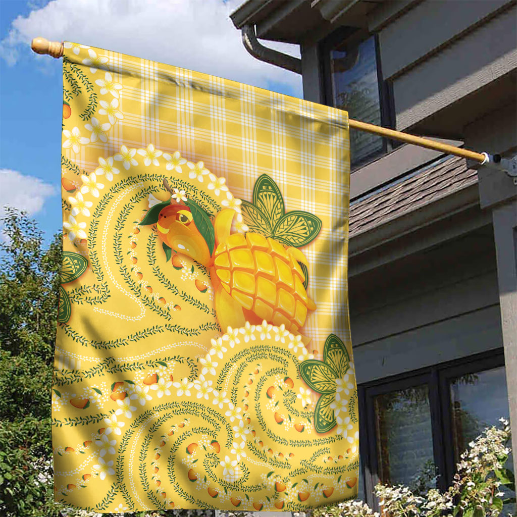 Hawaii Palaka Garden Flag Cute Ripe Mango Turtle On The Waves