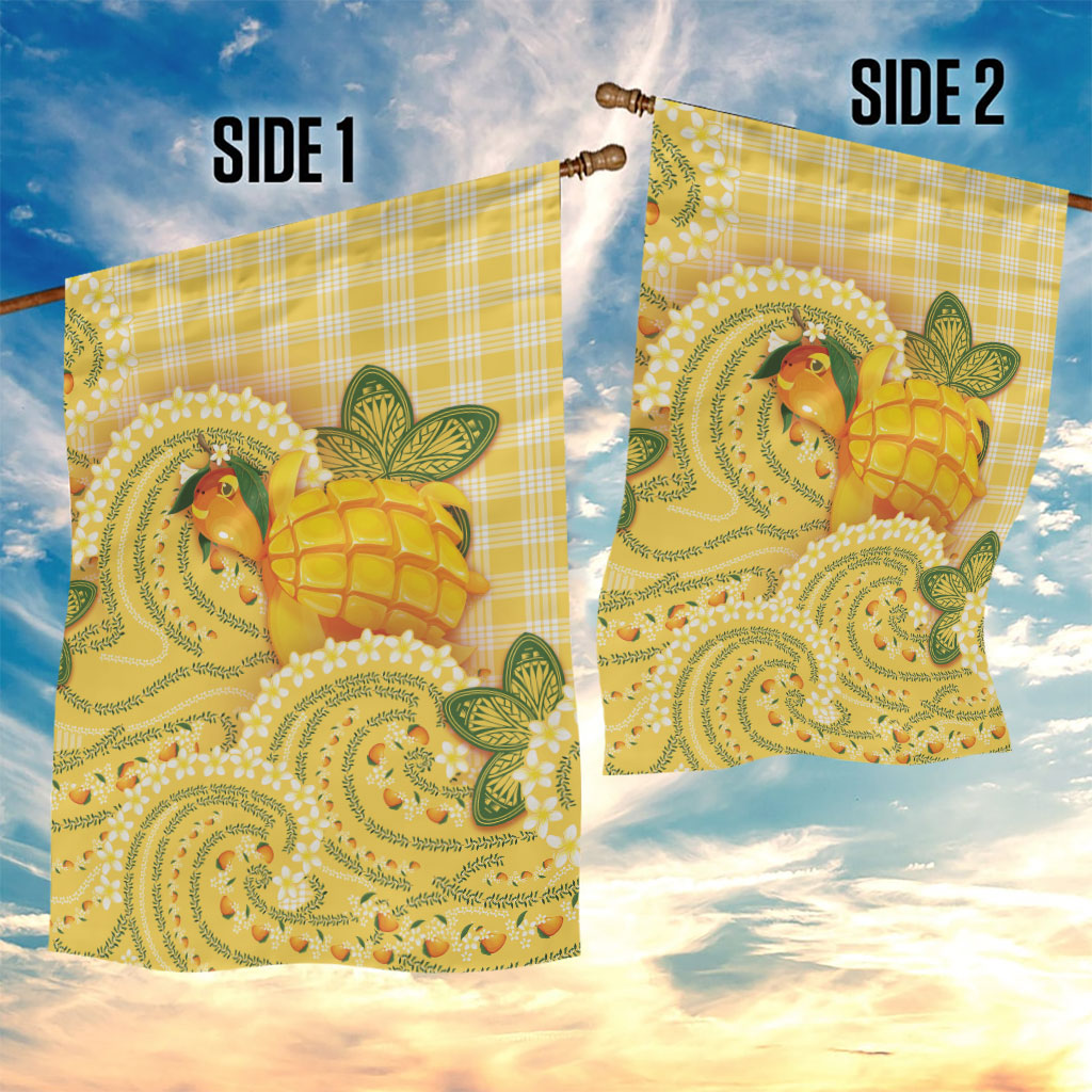 Hawaii Palaka Garden Flag Cute Ripe Mango Turtle On The Waves