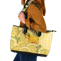Hawaii Palaka Leather Tote Bag Cute Ripe Mango Turtle On The Waves