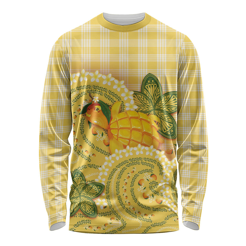 Hawaii Palaka Long Sleeve Shirt Cute Ripe Mango Turtle On The Waves