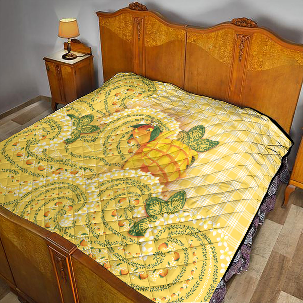Hawaii Palaka Quilt Cute Ripe Mango Turtle On The Waves
