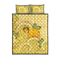Hawaii Palaka Quilt Bed Set Cute Ripe Mango Turtle On The Waves