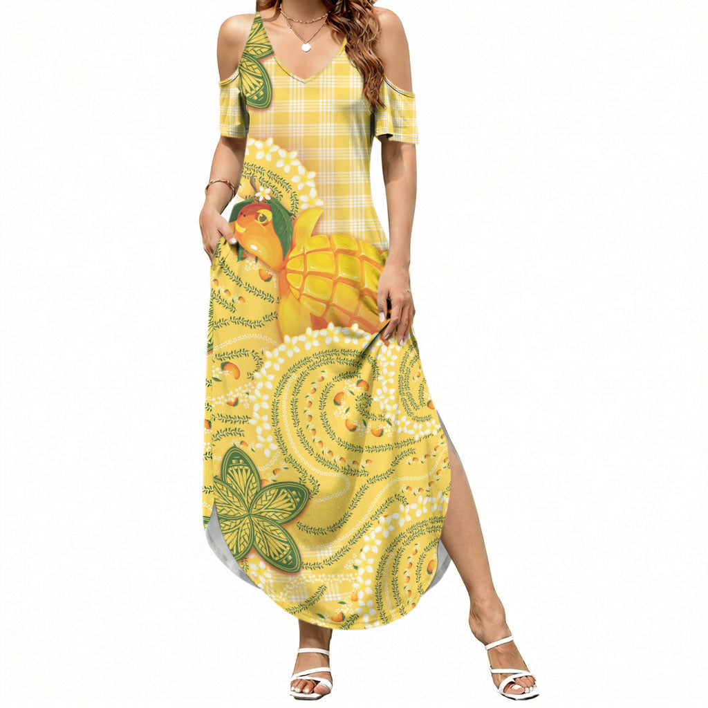 Hawaii Palaka Summer Maxi Dress Cute Ripe Mango Turtle On The Waves