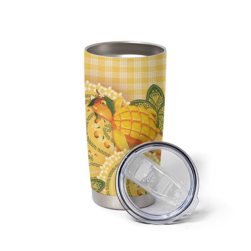 Hawaii Palaka Tumbler Cup Cute Ripe Mango Turtle On The Waves