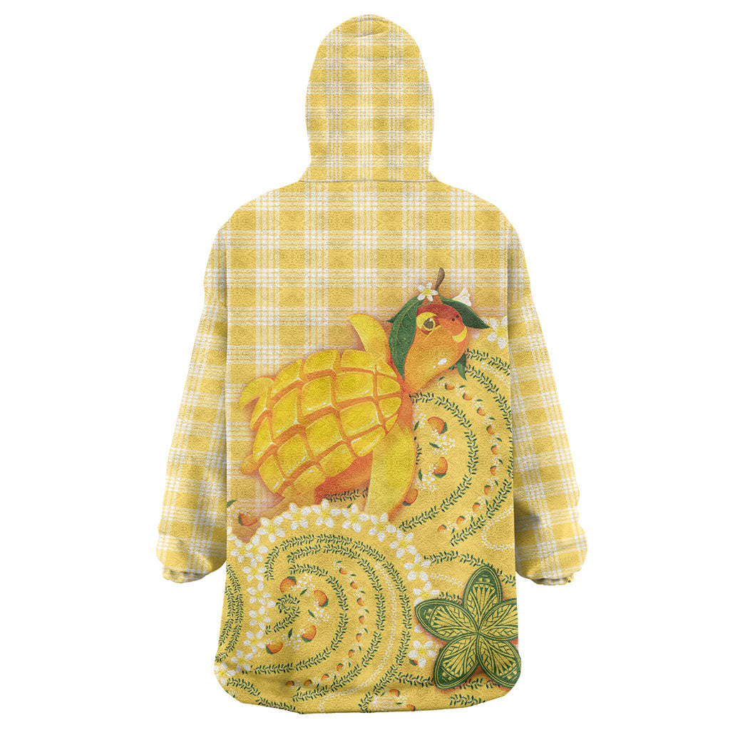 Hawaii Palaka Wearable Blanket Hoodie Cute Ripe Mango Turtle On The Waves