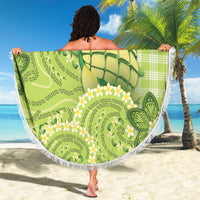 Hawaii Palaka Beach Blanket Cute Green Mango Turtle On The Waves