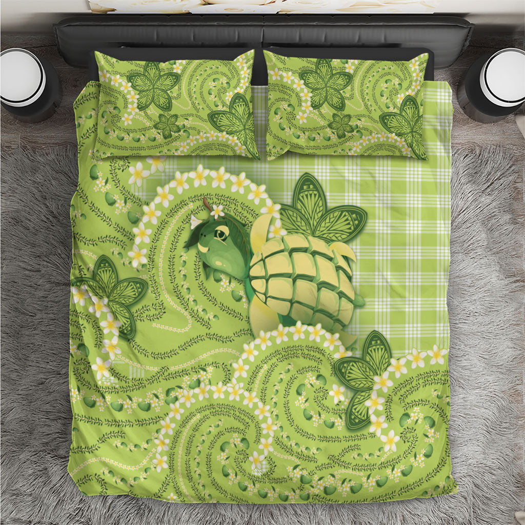 Hawaii Palaka Bedding Set Cute Green Mango Turtle On The Waves
