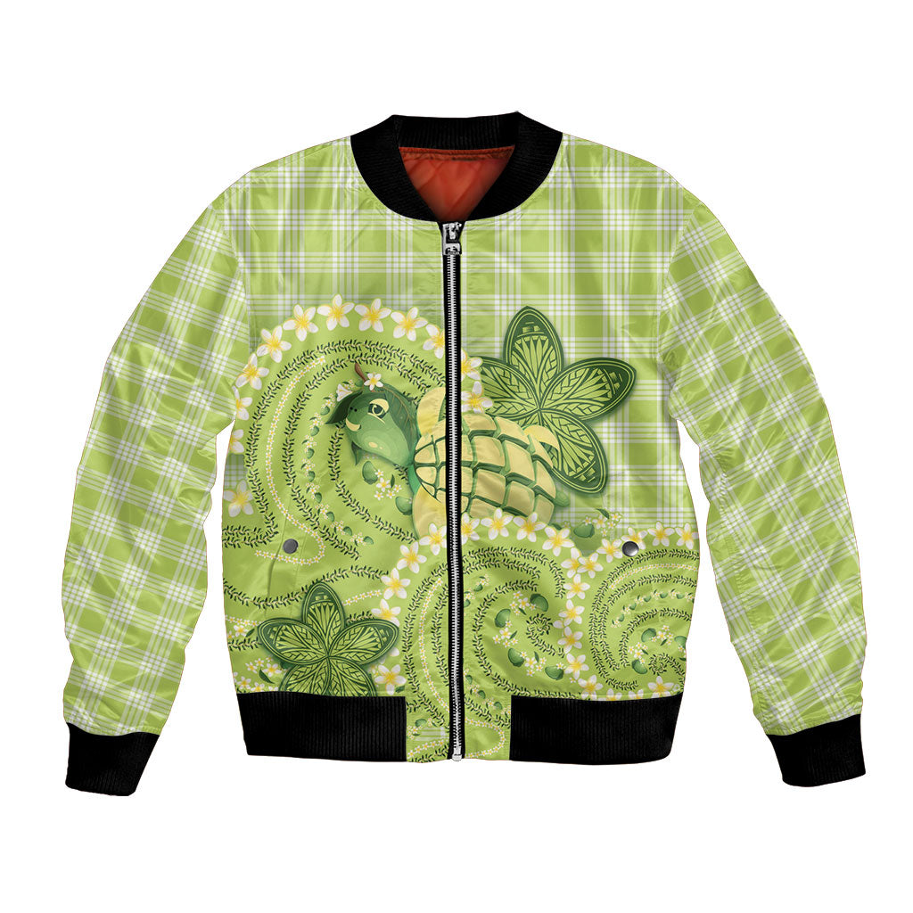 Hawaii Palaka Bomber Jacket Cute Green Mango Turtle On The Waves