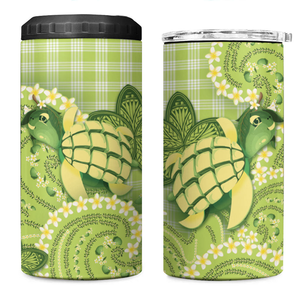Hawaii Palaka 4 in 1 Can Cooler Tumbler Cute Green Mango Turtle On The Waves