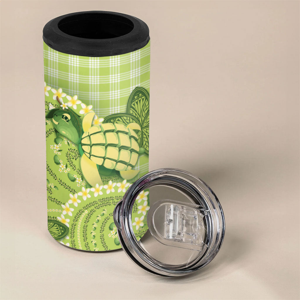 Hawaii Palaka 4 in 1 Can Cooler Tumbler Cute Green Mango Turtle On The Waves