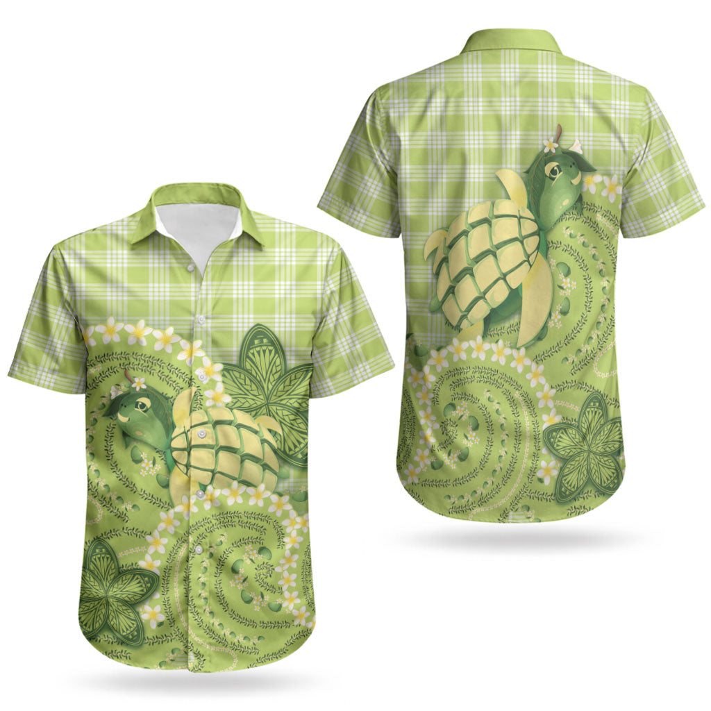 Hawaii Palaka Couples Matching Mermaid Dress and Hawaiian Shirt Cute Green Mango Turtle On The Waves