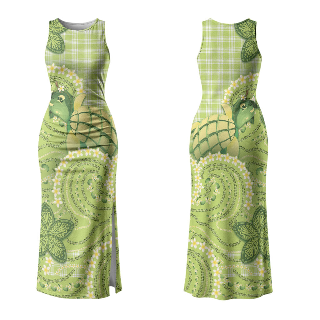 Hawaii Palaka Couples Matching Tank Maxi Dress and Hawaiian Shirt Cute Green Mango Turtle On The Waves