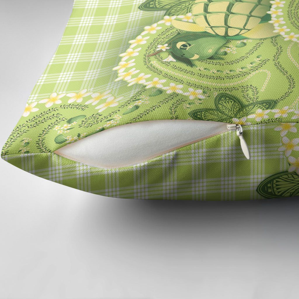 Hawaii Palaka Pillow Cover Cute Green Mango Turtle On The Waves