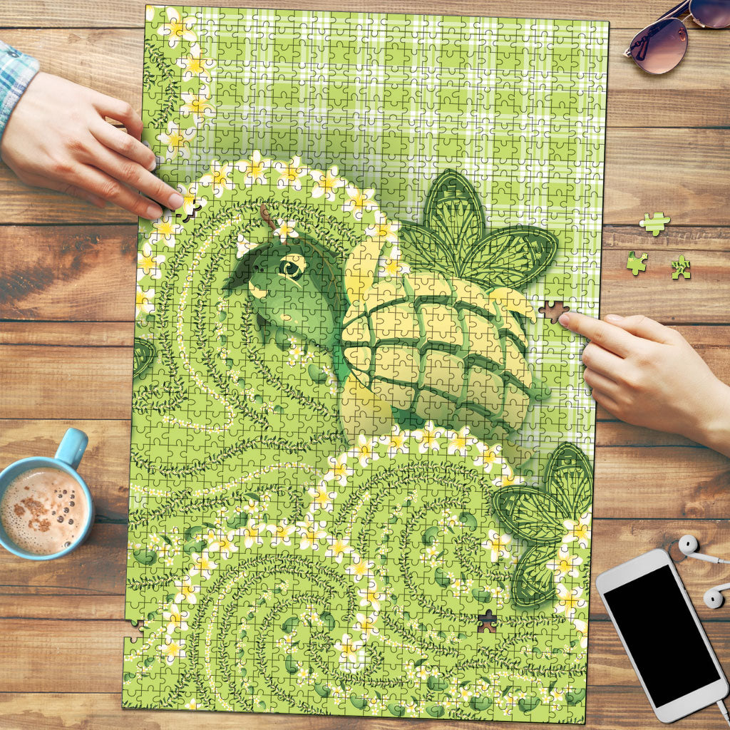 Hawaii Palaka Puzzle Cute Green Mango Turtle On The Waves DT05 Green - Polynesian Pride