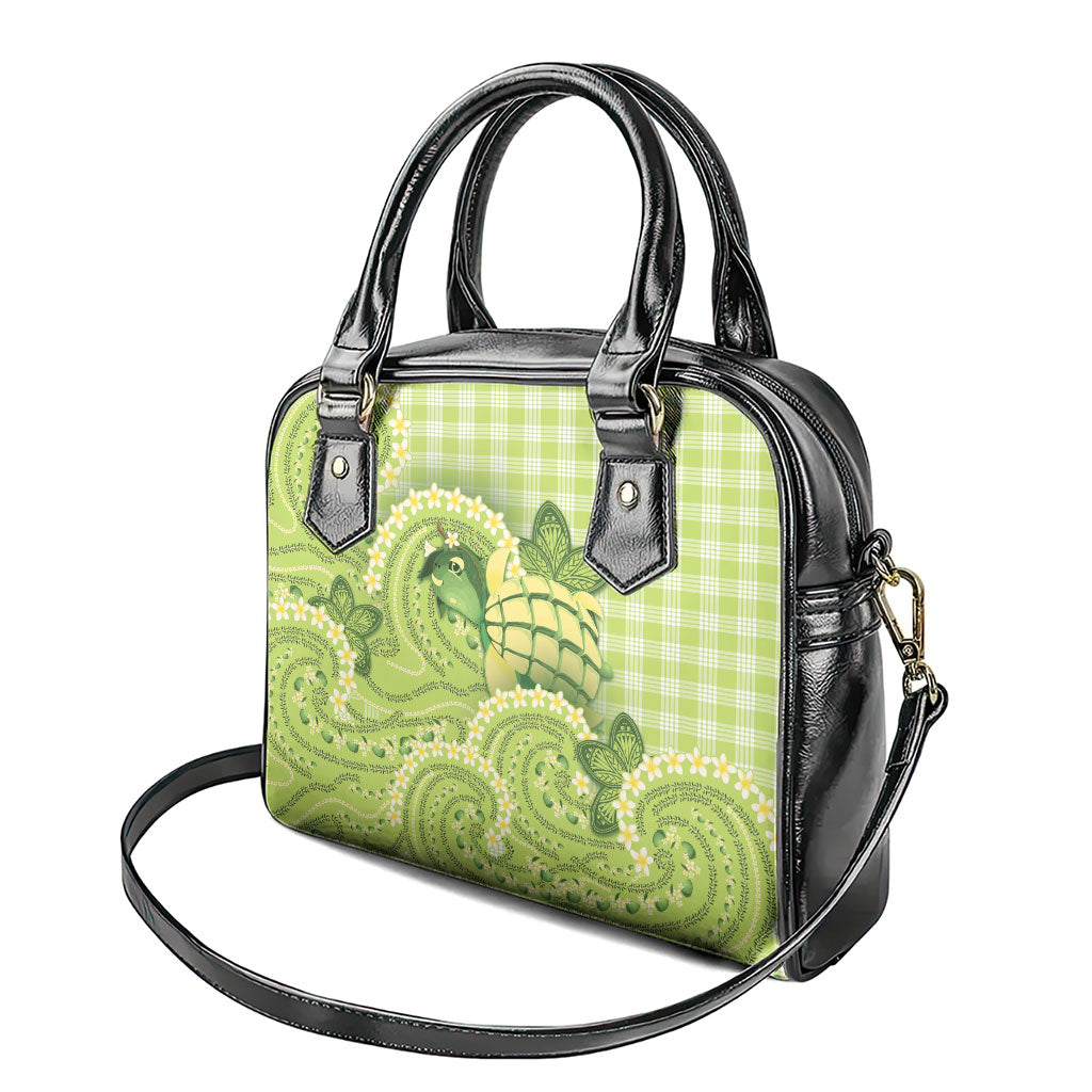 Hawaii Palaka Shoulder Handbag Cute Green Mango Turtle On The Waves