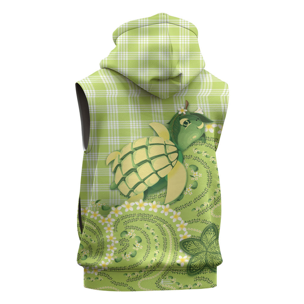 Hawaii Palaka Sleeveless Hoodie Cute Green Mango Turtle On The Waves