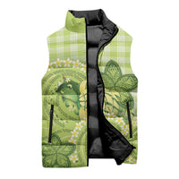 Hawaii Palaka Sleeveless Puffer Jacket Cute Green Mango Turtle On The Waves