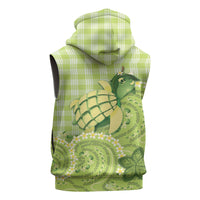 Hawaii Palaka Sleeveless Zip Hoodie Cute Green Mango Turtle On The Waves DT05 - Polynesian Pride