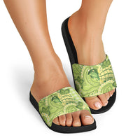 Hawaii Palaka Slide Sandals Cute Green Mango Turtle On The Waves