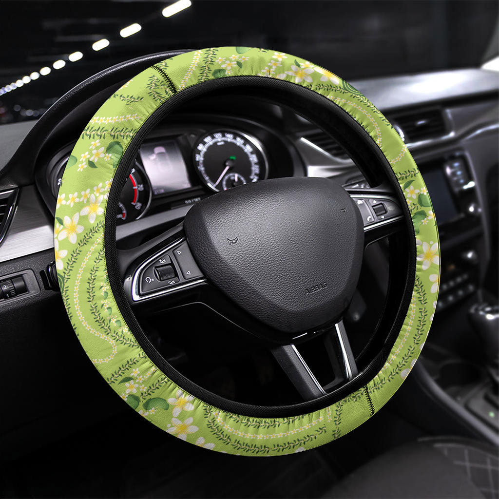 Hawaii Palaka Steering Wheel Cover Cute Green Mango Turtle On The Waves