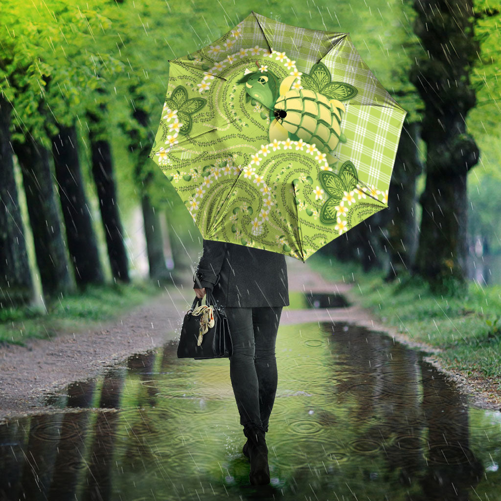 Hawaii Palaka Umbrella Cute Green Mango Turtle On The Waves