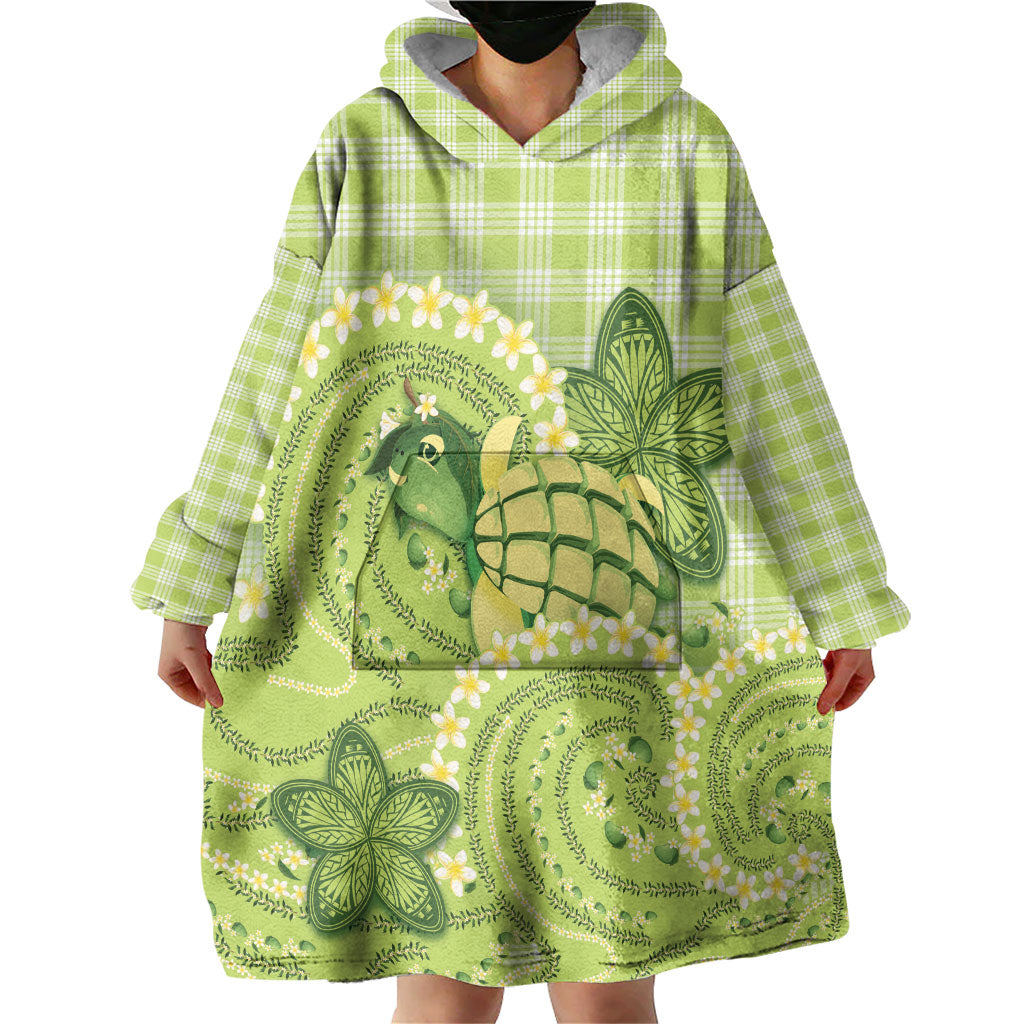 Hawaii Palaka Wearable Blanket Hoodie Cute Green Mango Turtle On The Waves